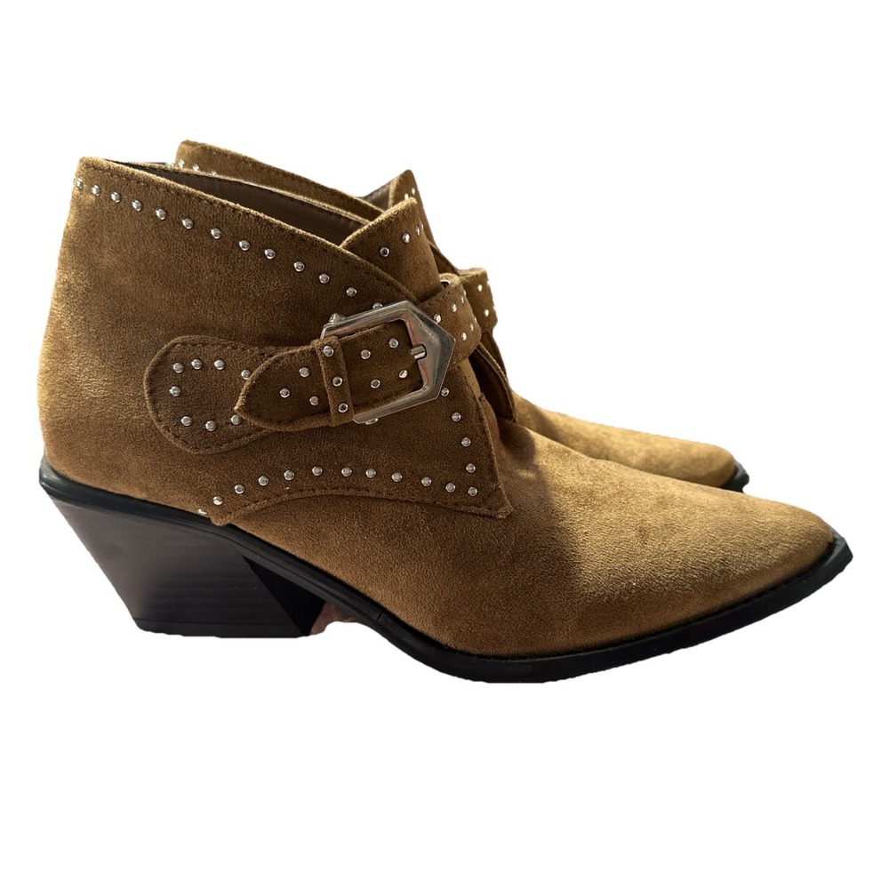 Dallas By SEVEN7 Women's BROWN Faux Suede Studded Ankle Booties Size 8